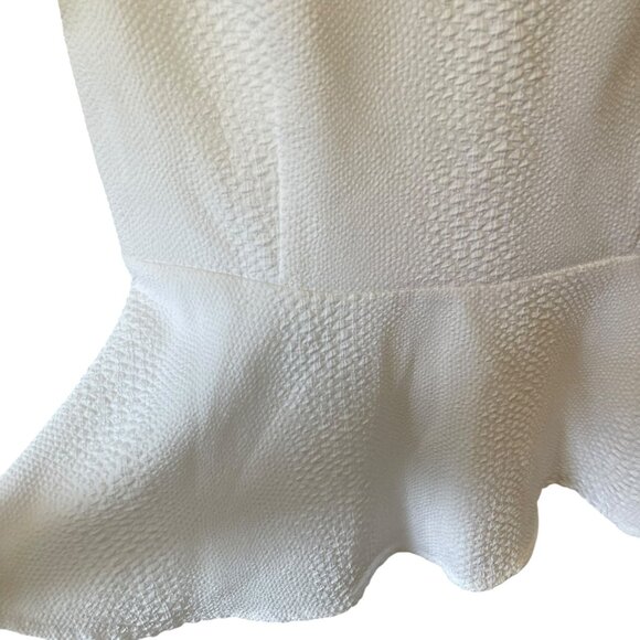 H&M Divided| White embossed Snake skin Print Peplum Zipper back top SZ 14 - Picture 5 of 9